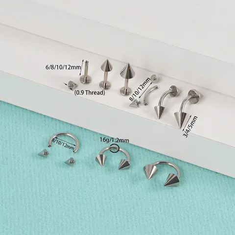 Piercing G23 Titanio Filettatura Interna Labret Anello Ferro Di Cavallo Barbell Curvo Con Punte Coniche Unisex Moda