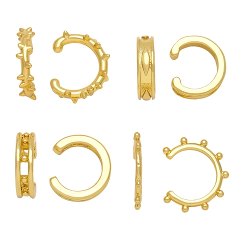 Ohrklemmen Aus Vergoldetem Kupfer Für Damen Ohne Ohrlöcher Geometrische Minimalistische Retro Hip Hop Schmuck