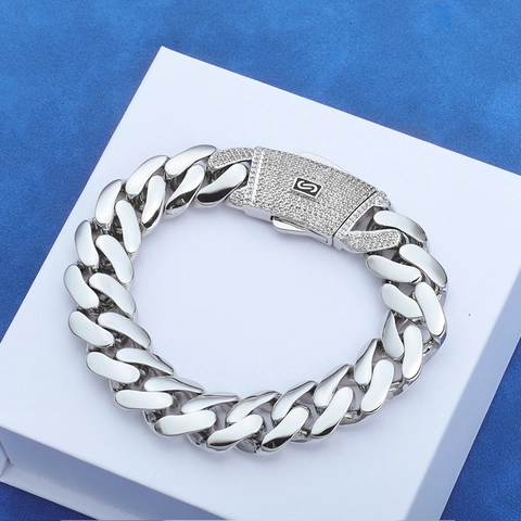 Hip Hop Cuban Gliederkette Armband Iced Out Kupfer Zirkon Verschluss Modeschmuck Für Herren Unisex