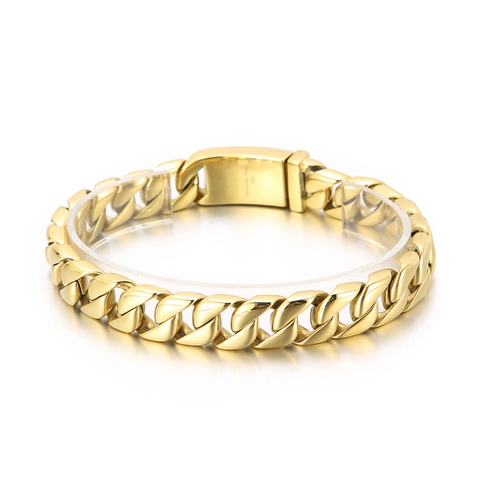 Bracciale A Catena Cubana Da Uomo In Acciaio Inossidabile Lucido Hip Hop Gioielli Di Moda Streetwear