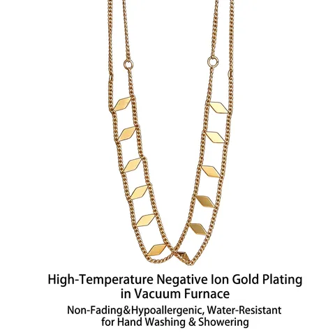 Collana Doppio Strato Donna Acciaio Inossidabile Placcato Oro 18K Paillettes Rombo Girocollo Geometrico Vintage