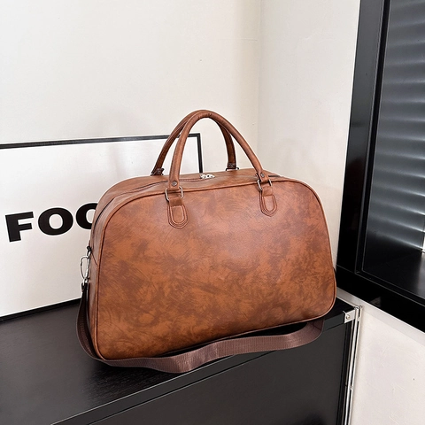 Bolsa De Viaje De Gran Capacidad Cuero PU Impermeable Duffel Fin De Semana Para Hombres Mujeres Estilo Retro