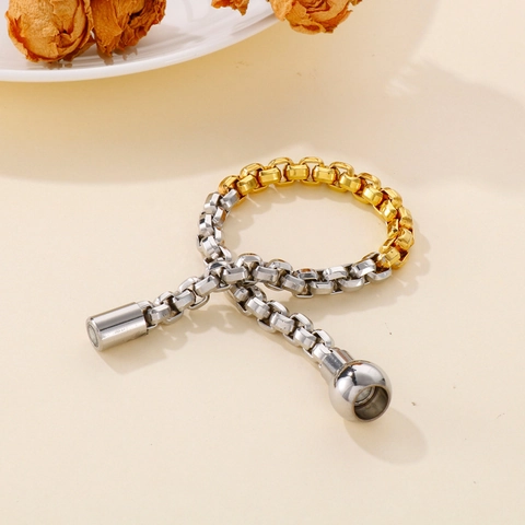 Bracelet Chaîne De Boîte En Acier Inoxydable Mode Bijoux Géométriques Tricolores Avec Fermoir Magnétique