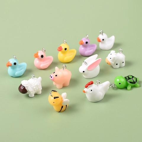 Mini Tier Charms Harz Cartoon Ente Schwein Hase DIY Schmuckherstellung Zubehör Süße 3D Anhänger Für Kinder Halskette