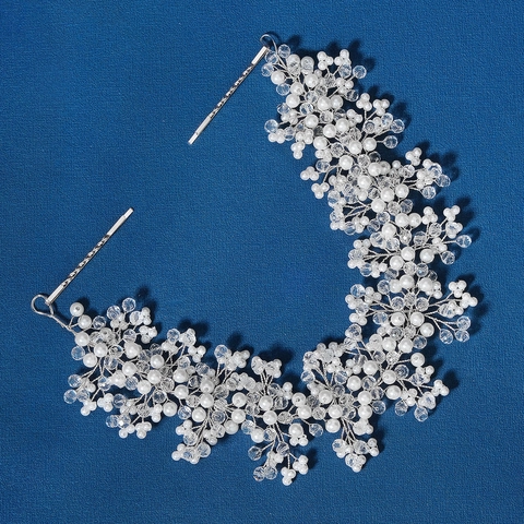 Vite Per Capelli Da Sposa Fatta A Mano Con Künstliche Perle Bianche Cristalli Trasparenti Fascia Per Capelli Matrimonio Elegante Per Donne