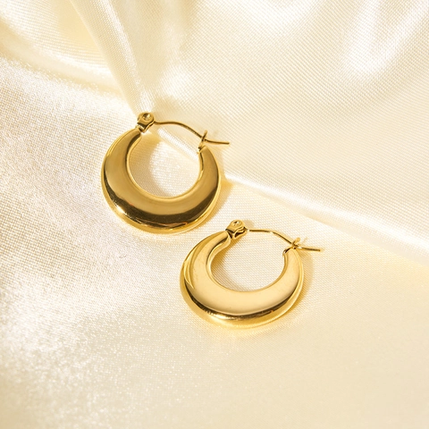 Chunky U-Förmige Creolen Für Damen Edelstahl 18K Vergoldet Wasserdicht Hypoallergen Minimalistischer Vintage Schmuck