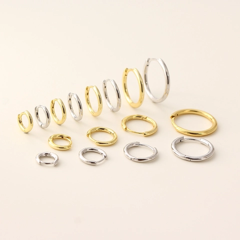 925 Sterling Silver Hoop Earrings Minimalist Round Smooth Geometric Ear Buckles Stackable Fashion Jewelry For Women Men