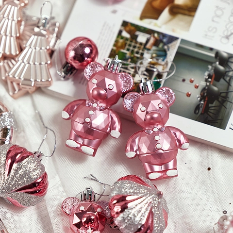 Roze Kerstversiering Hangende Decoratie Kunststof Glitter Eenhoorn Snoep Sterren Feestelijke Boomdecoratie Feestje