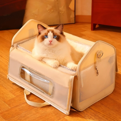 Portable Winter Warm Pet Carrier Bag Oxford Breathable Mesh With Detachable Arctic Fleece Liner Large Capacity For Cats Dogs