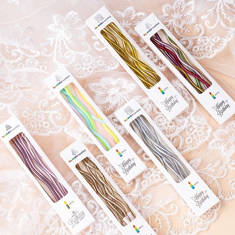 Spiral Wavy Birthday Cake Candles Metallic Paraffin Wax Creative Curved Thread Dessert Decoration For Party Celebration