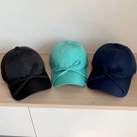 Baseball Cap Quick Dry Bow Tie Decoration Adjustable Outdoor Sunshade Hat For Women Solid Color Korean Style