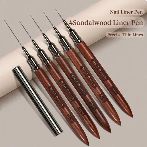 Pennello Per Unghie Professionale Manico In Sandalo Ultra Sottile Manicure Penna Per Disegno E Pittura