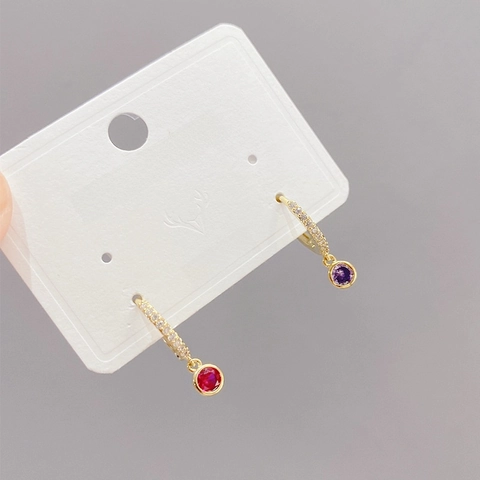 Orecchini A Cerchio Con Zirconi Colorati Con Perno In Argento Sterling 925 Placcato Oro Gioielli Eleganti