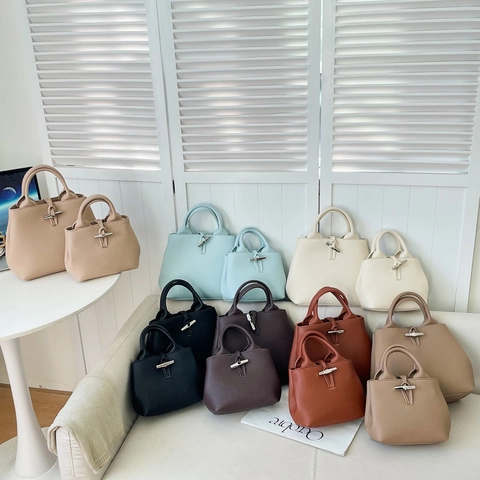 Vintage Damen Eimer Tasche Lychee Textur PU Leder Mit Bambus Verschluss Elegante Umhängetasche Schultertasche