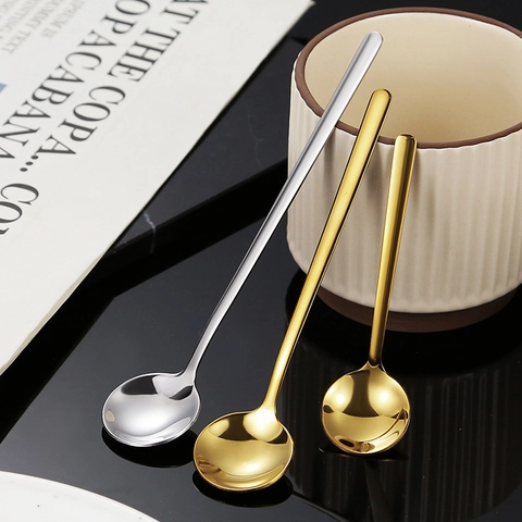 Cucchiaio Tondo In Acciaio Inossidabile 304 Cucchiai Da Caffè E Dessert Lucidati A Specchio Stoviglie Colorate Eleganti