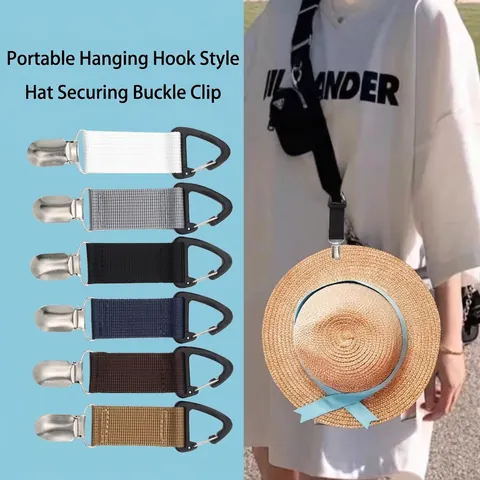 Portable Hat Clip For Travel Outdoor Anti Lost Bag Attachment Alloy Elastic Webbing Multi Functional Accessory Unisex