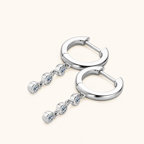 Moissanite Drop Dangle Earrings Women D Color VVS1 Round Moissanite Tiered Stone With 925 Sterling Silver Earring Post