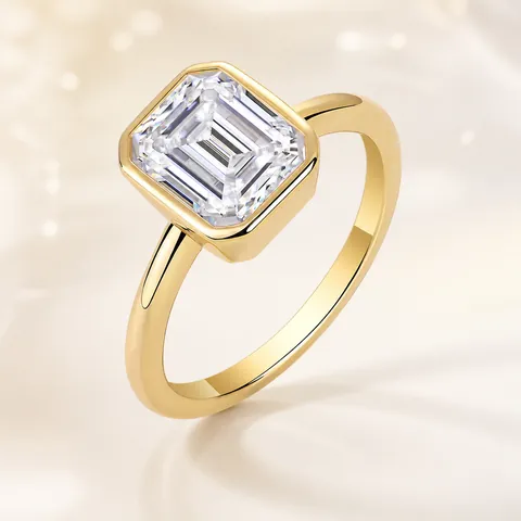 925 Sterling Zilver Moissaniet Ring Voor Vrouwen 18K Verguld Smaragd Slijpvorm Rond Briljant Sieraden Bruiloft Cadeau