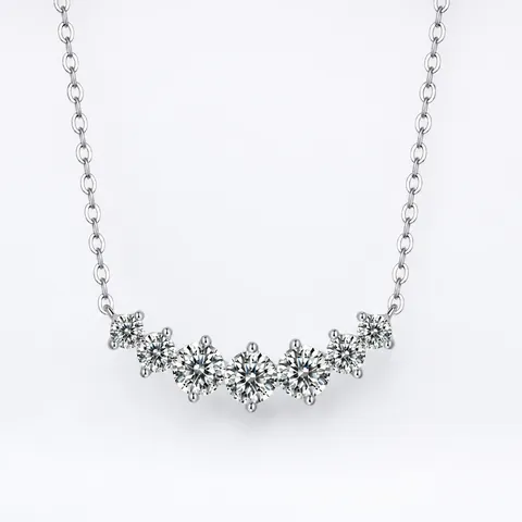 Collar De Moissanita De Plata De Ley 925 Elegante Colgante Redondo Corazón Cuadrado Joyería Brillante Mujer Regalo Aniversario