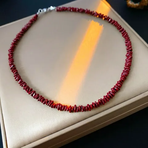 Collana Di Perline Rosse Ancora Irregolare Acciaio Al Titanio Retro Catena Di Clavicola Gioielli Stile Francese Minimalista