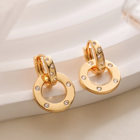 Minimalist Geometric Zirconia Hoop Earrings For Women Copper Gold Silver Plated Shell Water Drop Pendant Dangle Fashion Jewelry