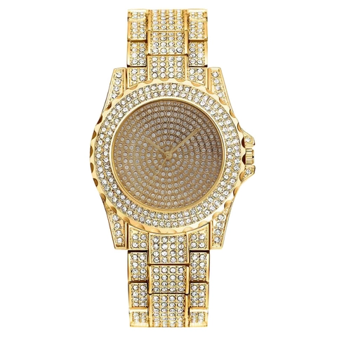 Luxury Full Rhinestone Women Quartz Watch Metal Band Fashion Sparkling Analog Wristwatch For Party Dress Jewelry Gift