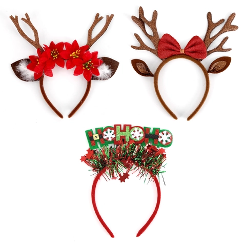 Cerchietto Per Capelli Con Corna Di Renna Di Natale Paillettes Peluche Accessorio Per Feste Per Donne Ragazze Costume