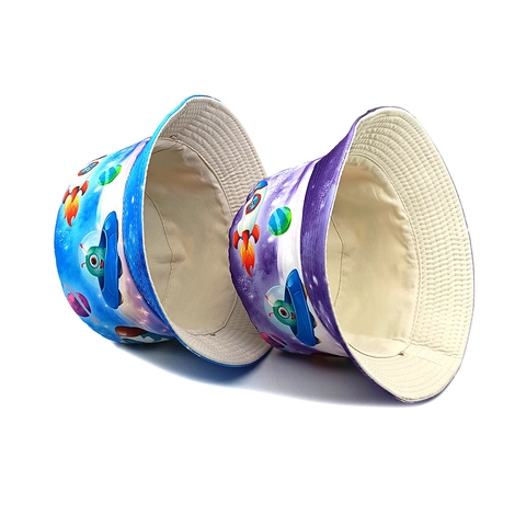Vissershoed Kinderen Polyester Ademend Zonbescherming Ruimte Alien Print Cartoon Sterrenhemel Patroon Voor Jongens Meisjes