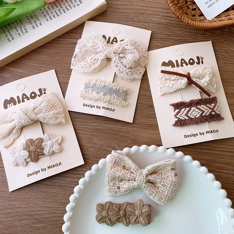 Pinza Para El Pelo Encaje Crochet Flor Tela Lazo Francés Vintage Dulce Accesorios Para El Cabello Para Mujeres Niñas