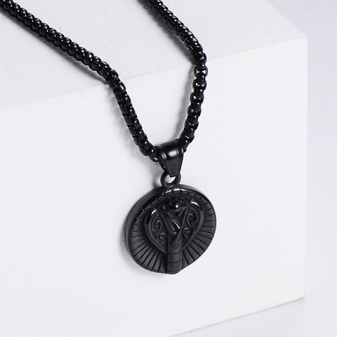 Collar Con Colgante De Cabeza De Serpiente Ovalado Acero Inoxidable 304 Relieve De Cobra Estilo Egipcio Punk Gótico Joyería