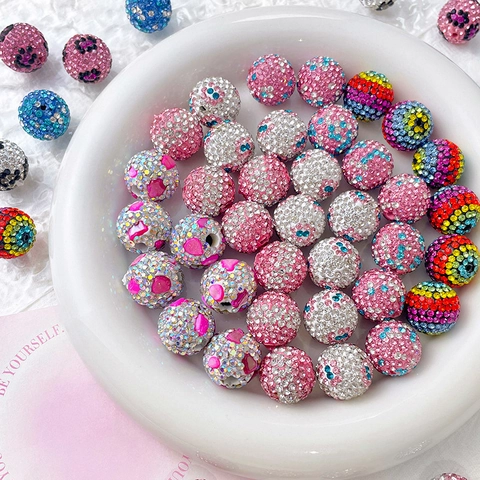 Perles Rondes En Strass Argile Polymère Boule De Disco Étincelante Accessoires De Bijoux DIY Perles Shamballa