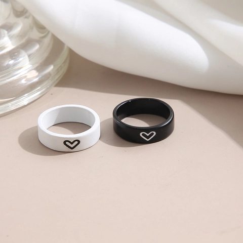 Anelli Con Motivo A Cuore In Lega Gioielli Minimalisti Creativi A Contrasto Per Donne Coppie Regalo Per Amiche