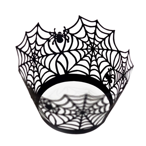 Pirottini per Cupcake a Ragnatela Tagliati al Laser per Halloween Involucri per Torte in Carta Incavata per Decorazioni da Forno