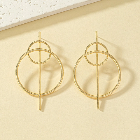 Geometrische Doppelkreis Ohrstecker Goldlegierung Statement Schmuck Für Frauen Modern