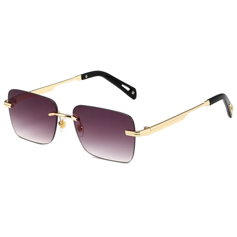 Gafas De Sol Rectangulares Sin Montura Marco De Metal Protección UV400 Lujo Vintage Moda Retro Cuadradas Para Hombres Mujeres