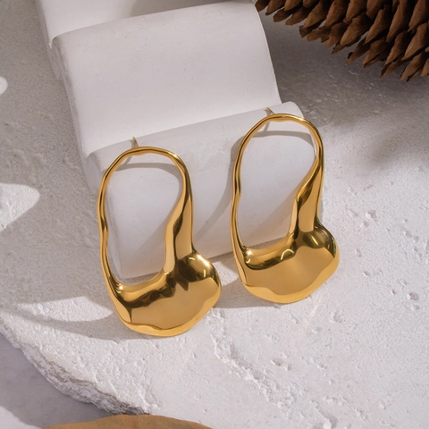 Irregular Fluid Earrings 304 Stainless Steel Waterproof Anti Tarnish Liquid Metal Geometric Jewelry For Women Gold