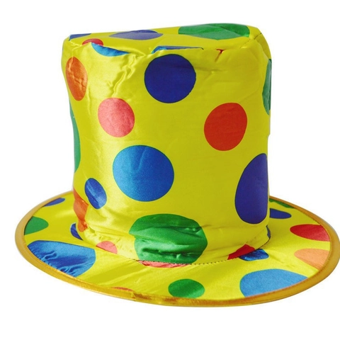 Cappello A Cilindro Da Pagliaccio A Pois Colorati Accessorio Costume Circo Raso Flanella Per Carnevale Cosplay Festa
