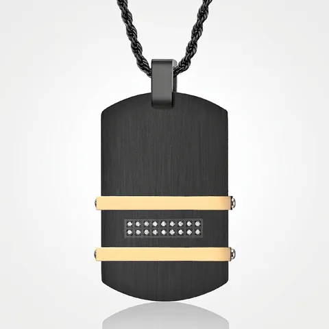 Heren Hanger Ketting Roestvrij Staal Zirkonia Rechthoek Identiteitsplaatje Geometrisch Modern Mode Stoer Sieraden Accessoire