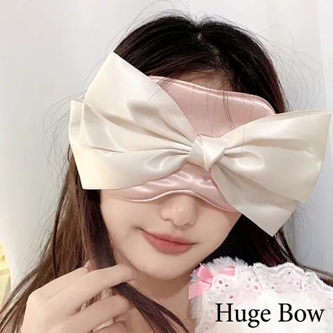 Satin Satin Sleep Eye Mask With Large Bowknot Breathable Light Blocking Comfortable Soft For Women Travel Home