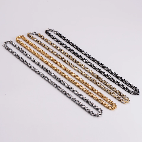 Collana A Catena Bizantina Di Lusso In Acciaio Inossidabile Placcatura Sottovuoto Gioielli Hip Hop Maglia Imperiale Da Uomo