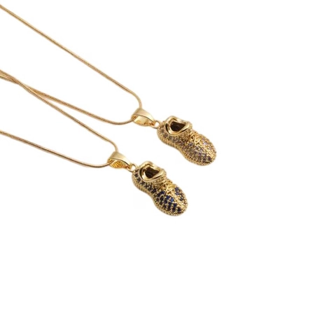 Sneaker Hanger Ketting Koper Verguld Met Kleurrijke Zirkonia Slangenketting Voor Dames Mode Sieraden
