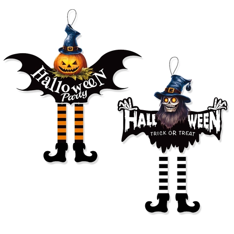 Halloween Hanging Ornaments Paper Pumpkin Witch Ghost Skeleton Party Wall Door Sign Decorative Favors Cartoon Style