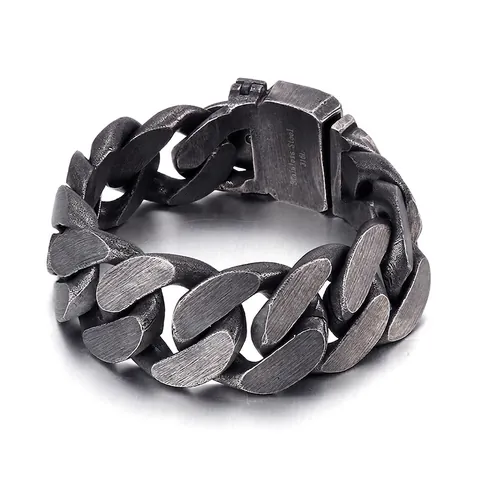 Pulsera De Cadena Cubana Para Hombre Acero Inoxidable 316L Cadena Gruesa Punk Hip Hop Biker