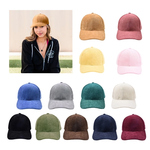 Gorra De Béisbol De Pana Ajustable Retro Color Sólido Visera Curva Sombrero De Sol Para Hombres Mujeres Unisex