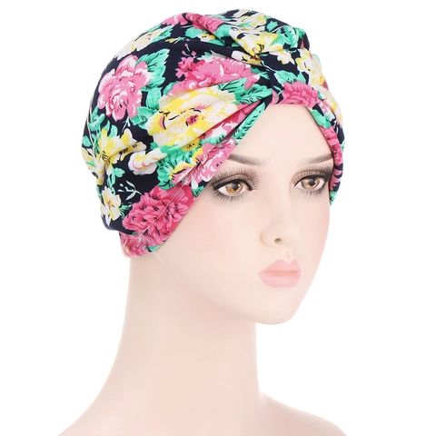Damen Turban Beanie Paisley Print Polyester Kreuzknoten Kopftuch Böhmisch Chemo Hut Für Haarausfall Kopfbedeckung