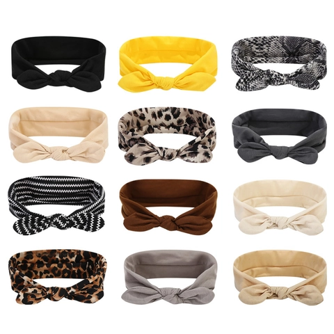 Women Wide Elastic Headband Sweat Absorbent Yoga Sports Cotton Cloth Hair Band Knotted Bohemian Style Hair Accessories