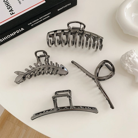Pinzas Para El Cabello De Metal Aleación Geométrica Horquillas De Tiburón Minimalista Sujeción Fuerte Accesorios De Peinado Para Mujeres