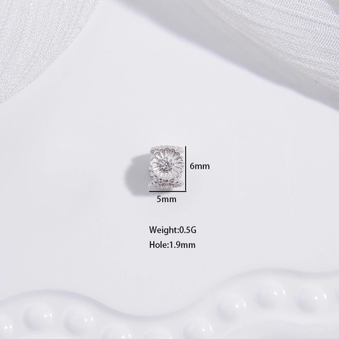 S925 Sterling Silver Flower Spacer Beads Rhinestone Inlaid Loose Beads Hollow Four-Leaf Clover Jewelry Accessories For DIY Making Women Jewelry Gift
