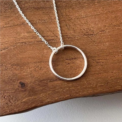 Minimalist 925 Sterling Silver Geometric Circle Pendant Necklace For Women Elegant Clavicle O-Ring Chain Jewelry Gift