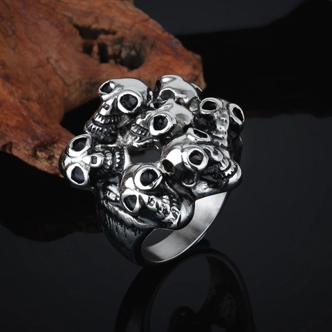 Anello Teschio Da Uomo Acciaio Inossidabile 316 Mummia Gotico Rock Punk Hip Hop Gioielli Da Dito